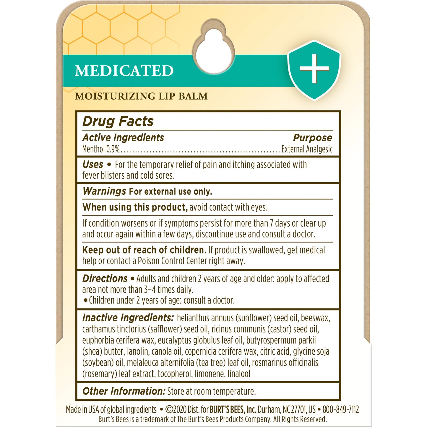 Burt's Bees Moisturizing Lip Balm - Medicated