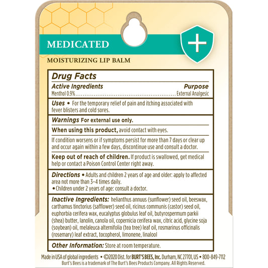 Burt's Bees Moisturizing Lip Balm - Medicated