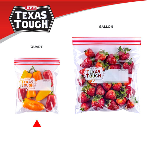 H-E-B Texas Tough Double Zipper Quart Storage Bags - Value Pack