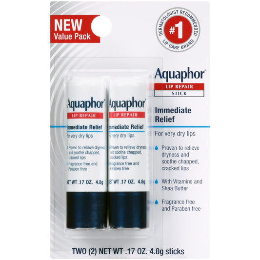 Aquaphor Lip Repair Stick - Soothes Dry Chapped Lips Sticks 2 Pack