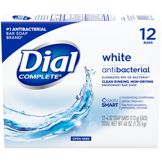 Dial Antibacterial Refresh & Renew Bar Soap - White