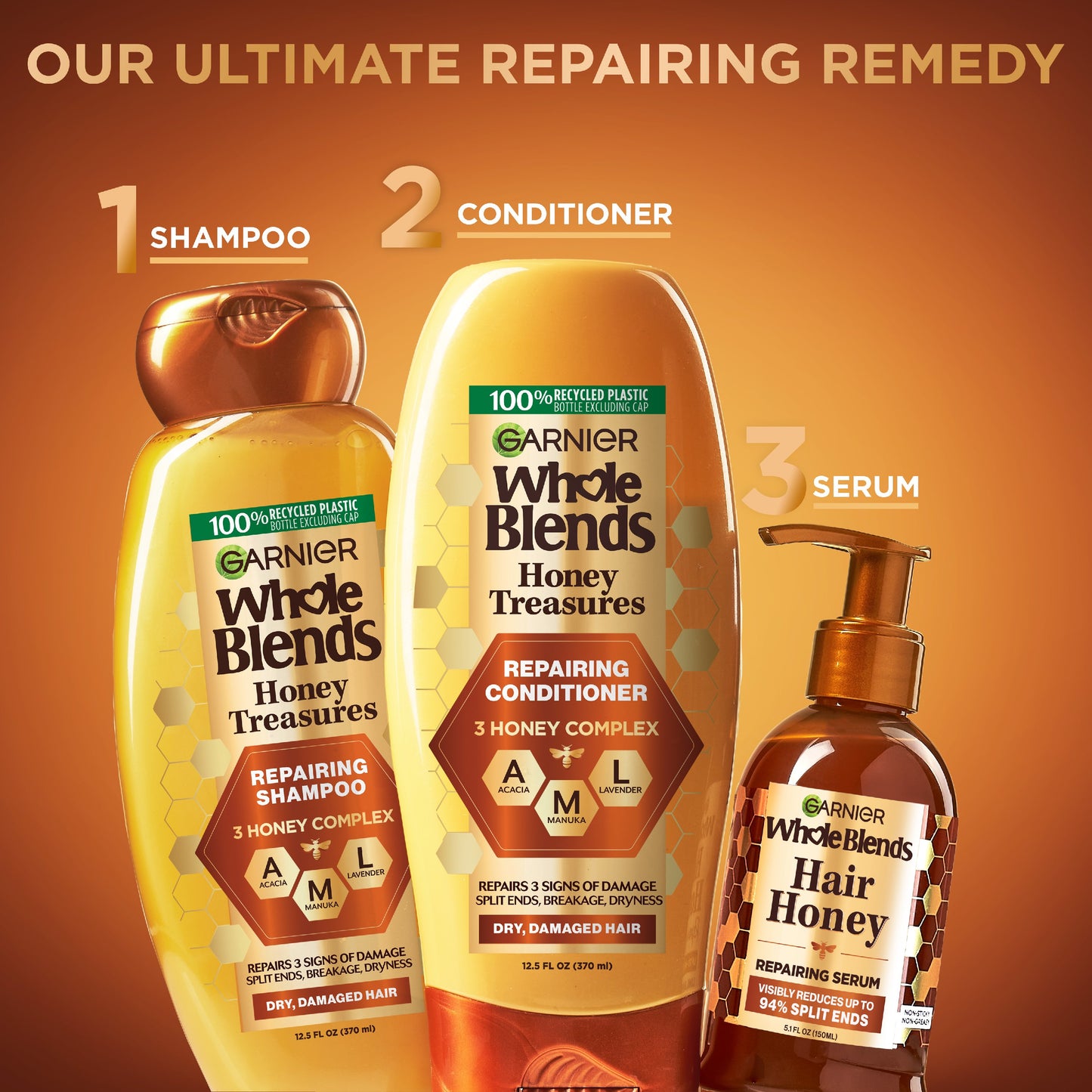 Garnier Whole Blends Honey Treasures Repairing Shampoo & Conditioner