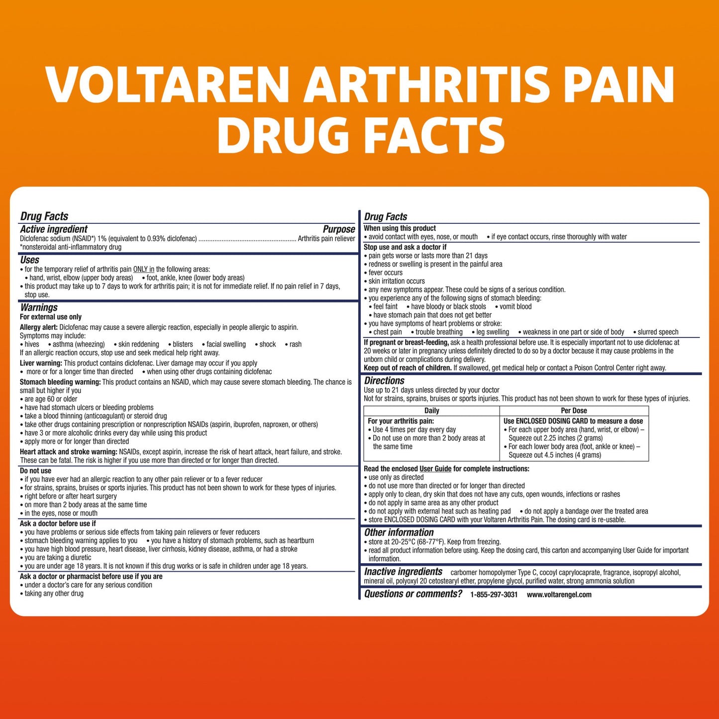 Voltaren Arthritis Pain Gel with Easy Open Cap Topical Arthritis Pain Relief