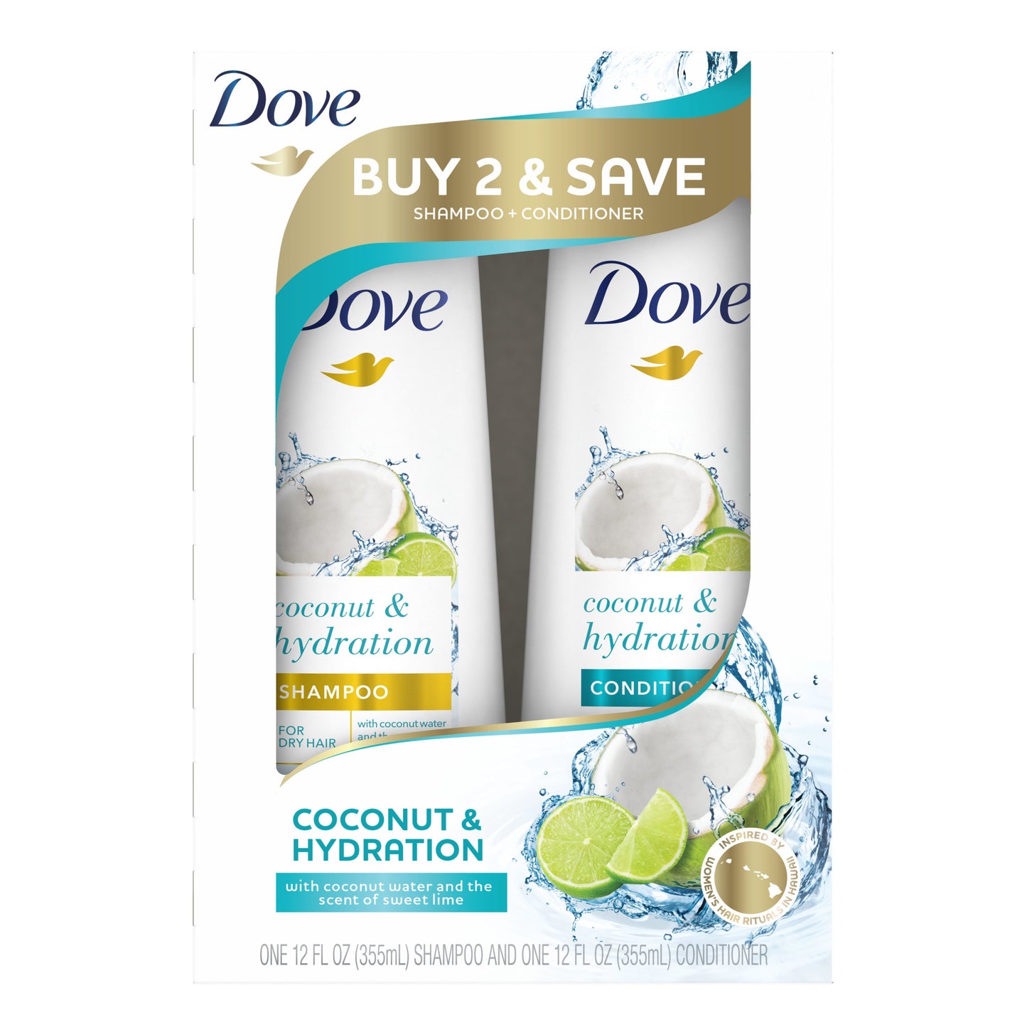 Dove Coconut & Hydration Shampoo & Conditioner, 2 Pk