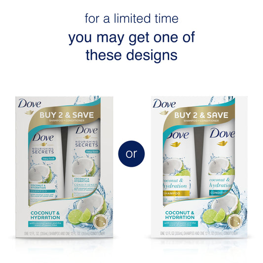 Dove Coconut & Hydration Shampoo & Conditioner, 2 Pk