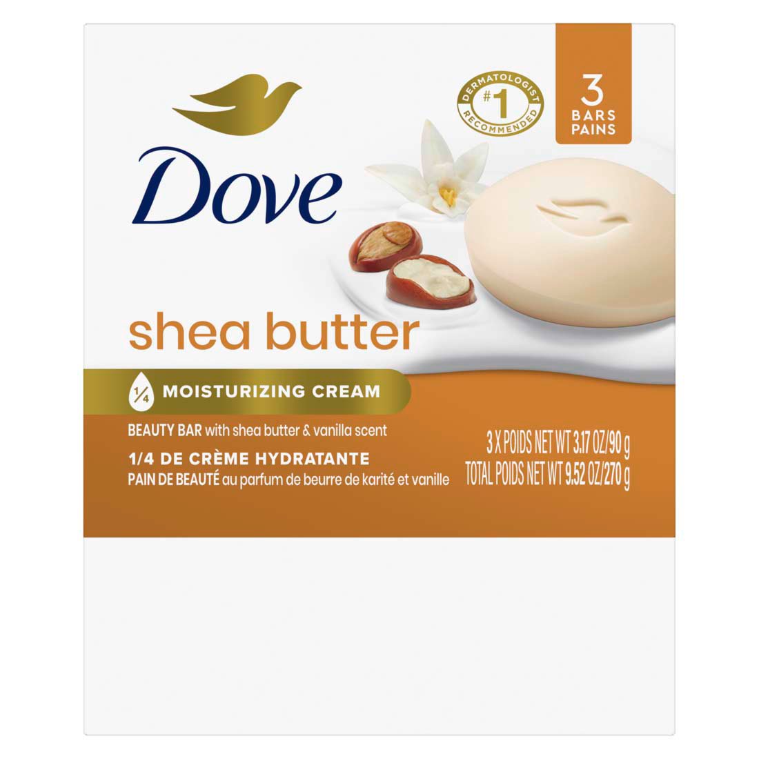 Dove Beauty Bar Gentle Skin Cleanser Shea Butter