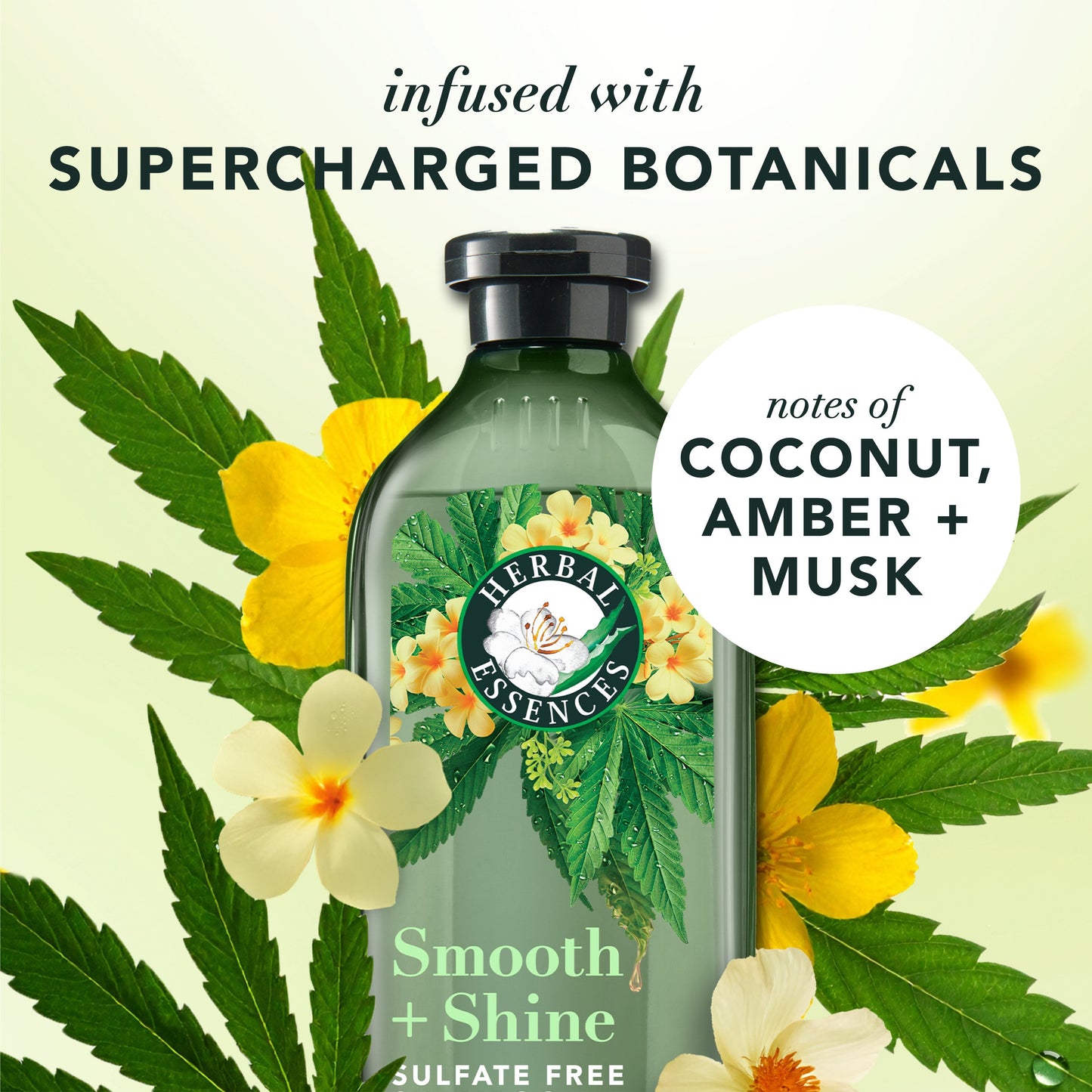 Herbal Essences Smooth + Shine Hemp Sulfate Free Shampoo, 13.5 fl oz