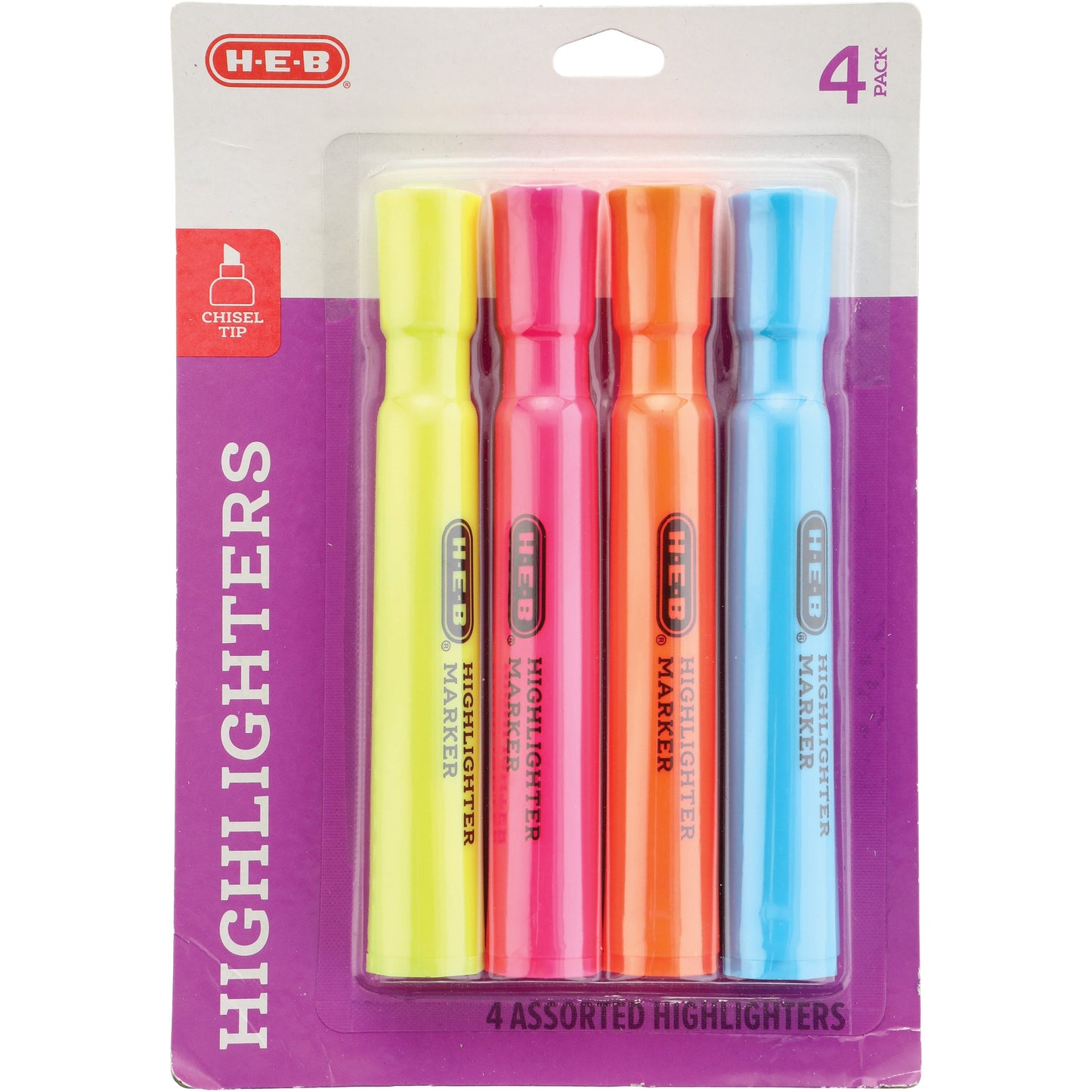 H-E-B Chisel Tip Highlighters - Assorted Ink