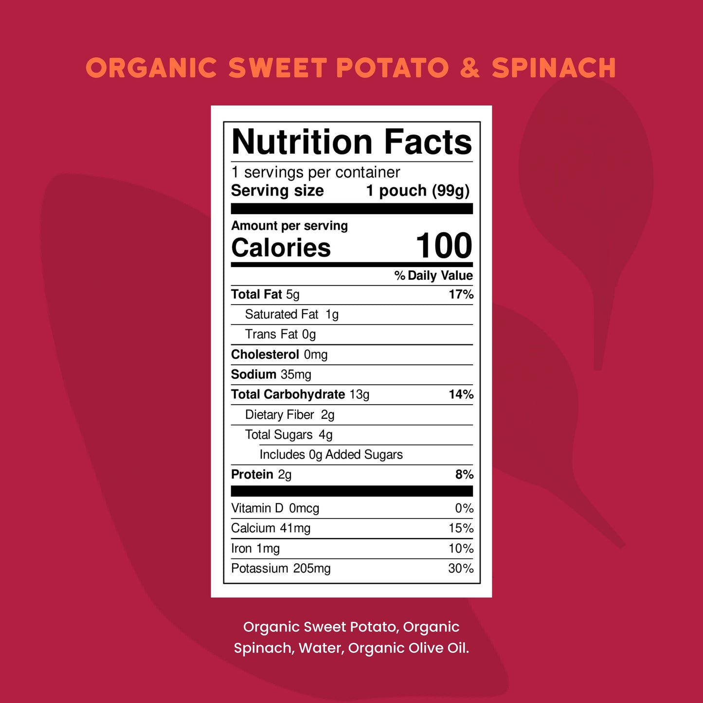 Serenity Kids Organic Pouch - Sweet Potato & Spinach with Olive Oil