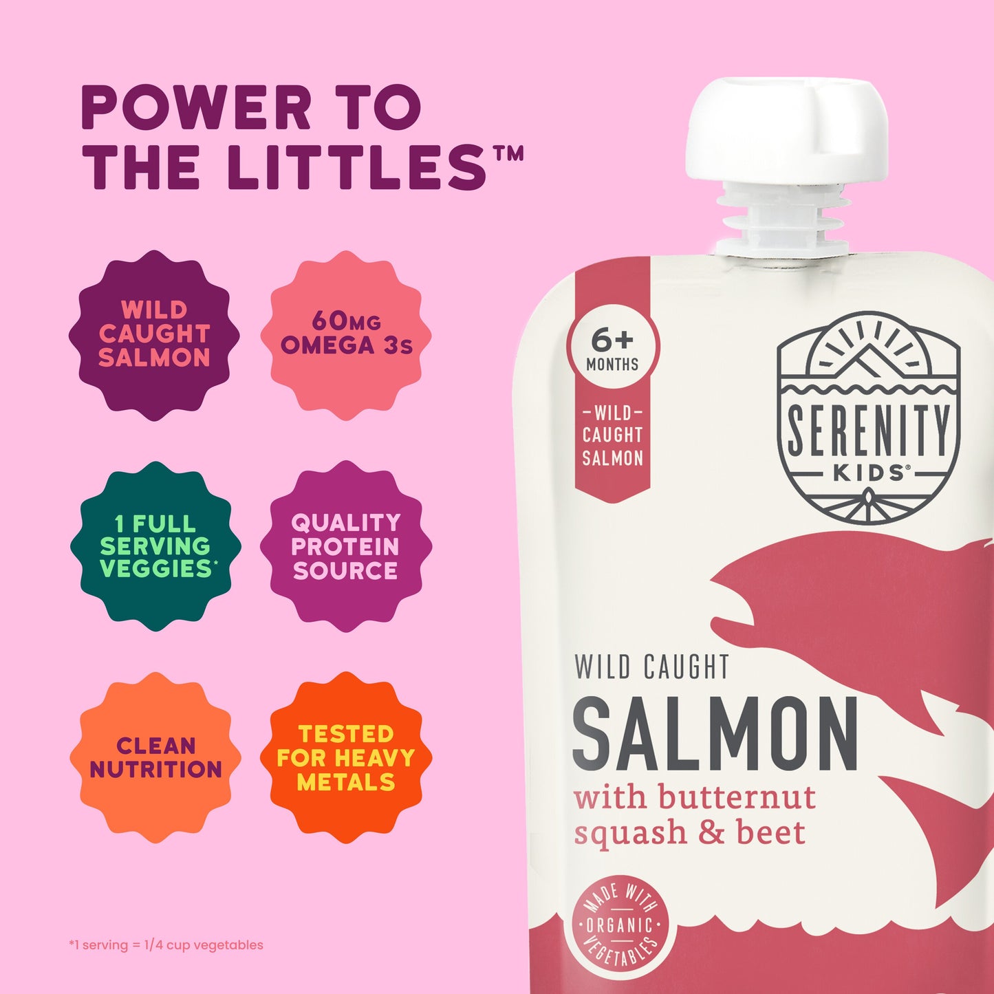 Serenity Kids Organic Pouch - Wild Caught Salmon Butternut Squash & Beet