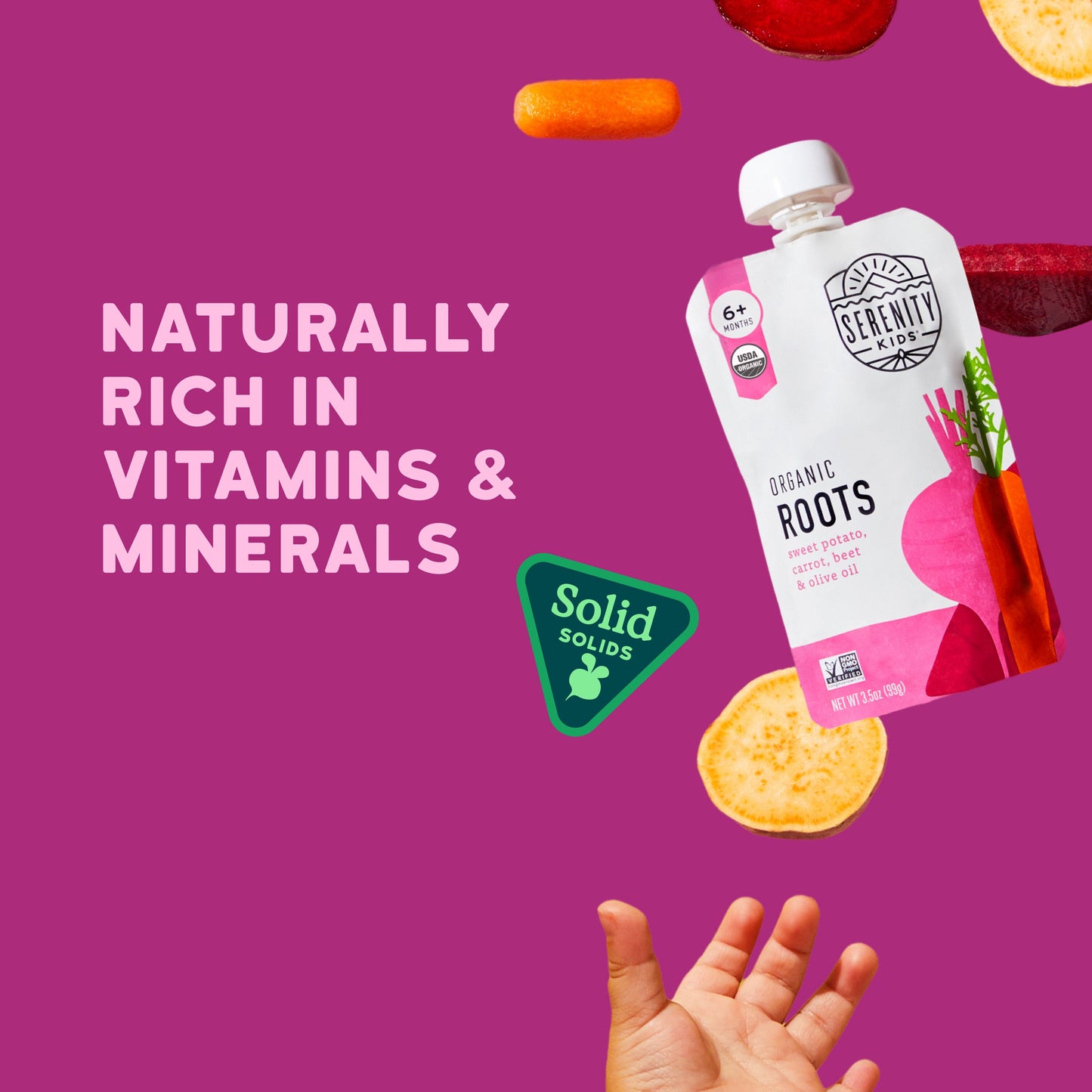 Serenity Kids Organic Roots Pouch - Sweet Potato Carrot Beet & Olive Oil