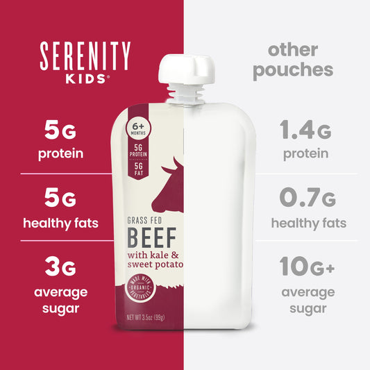 Serenity Kids Organic Pouch - Grass Fed Beef Kale & Sweet Potato