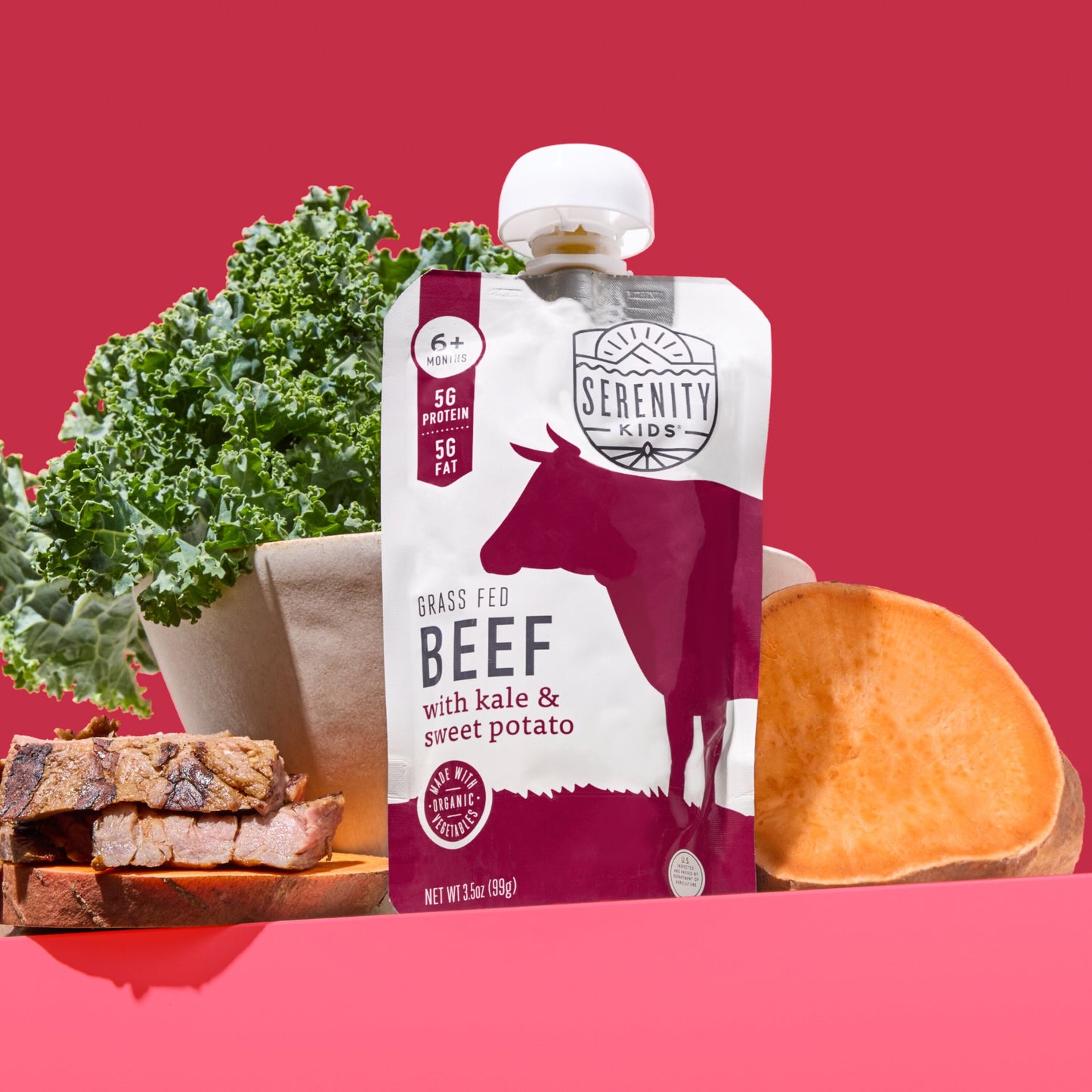 Serenity Kids Organic Pouch - Grass Fed Beef Kale & Sweet Potato