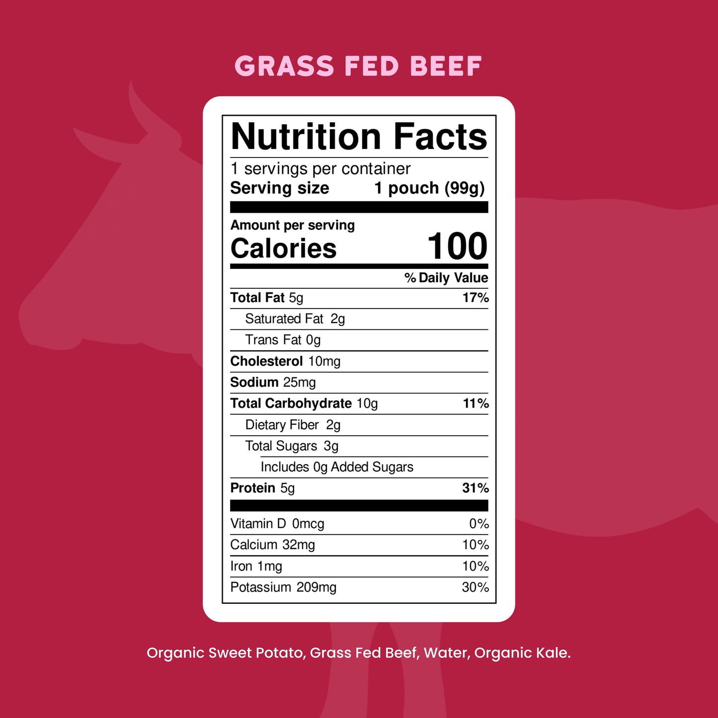 Serenity Kids Organic Pouch - Grass Fed Beef Kale & Sweet Potato