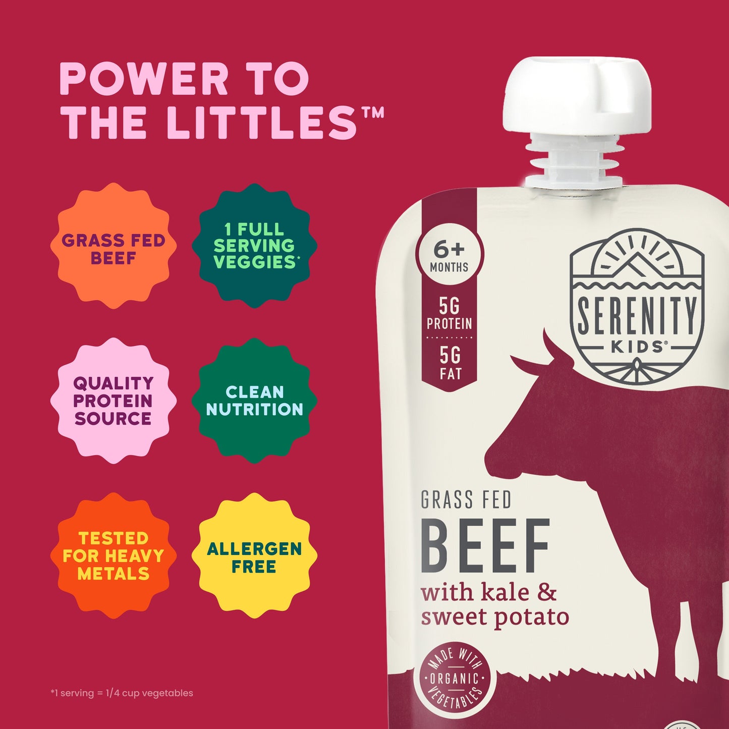 Serenity Kids Organic Pouch - Grass Fed Beef Kale & Sweet Potato