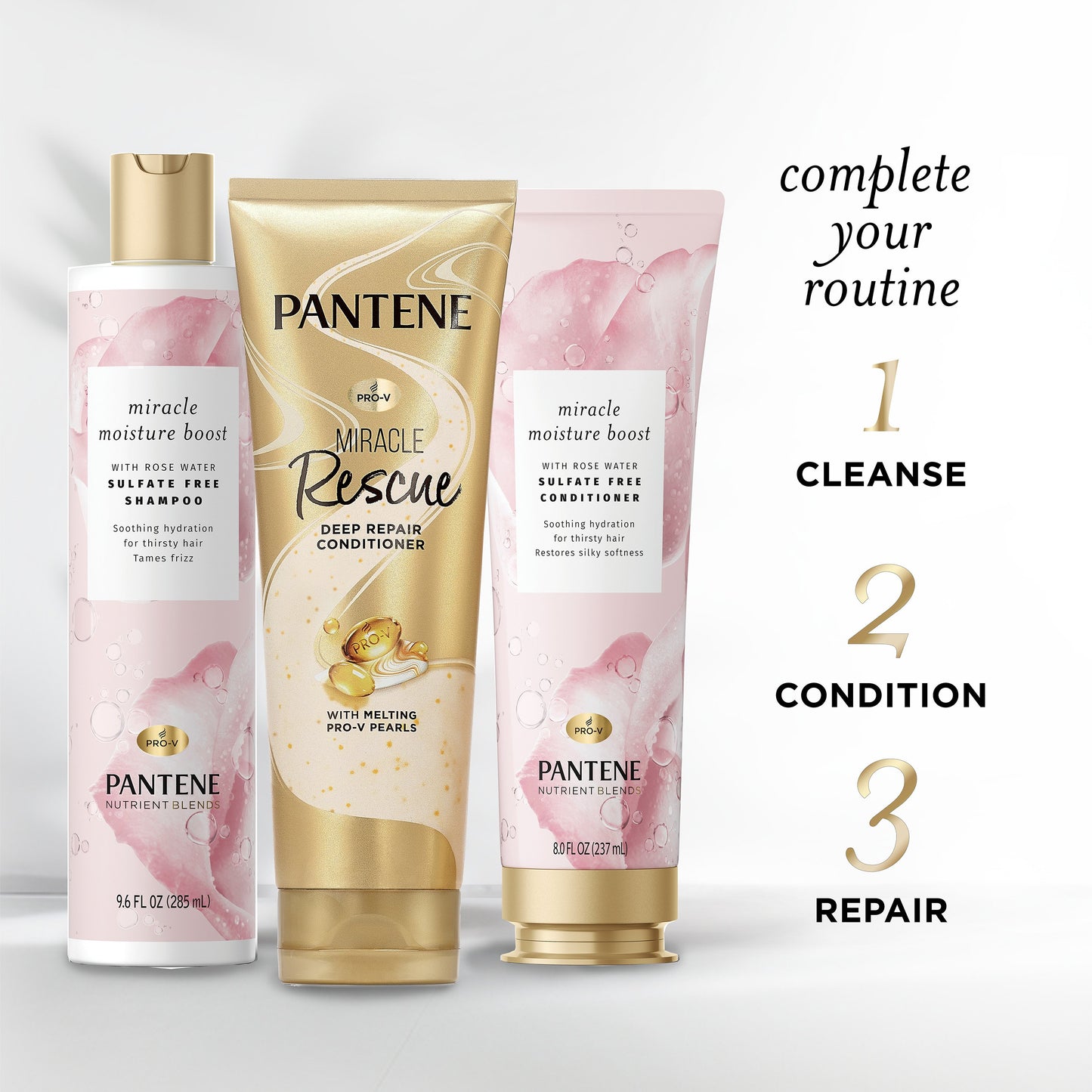 Pantene Nutrient Blends Miracle Moisture Boost Rose Water Shampoo