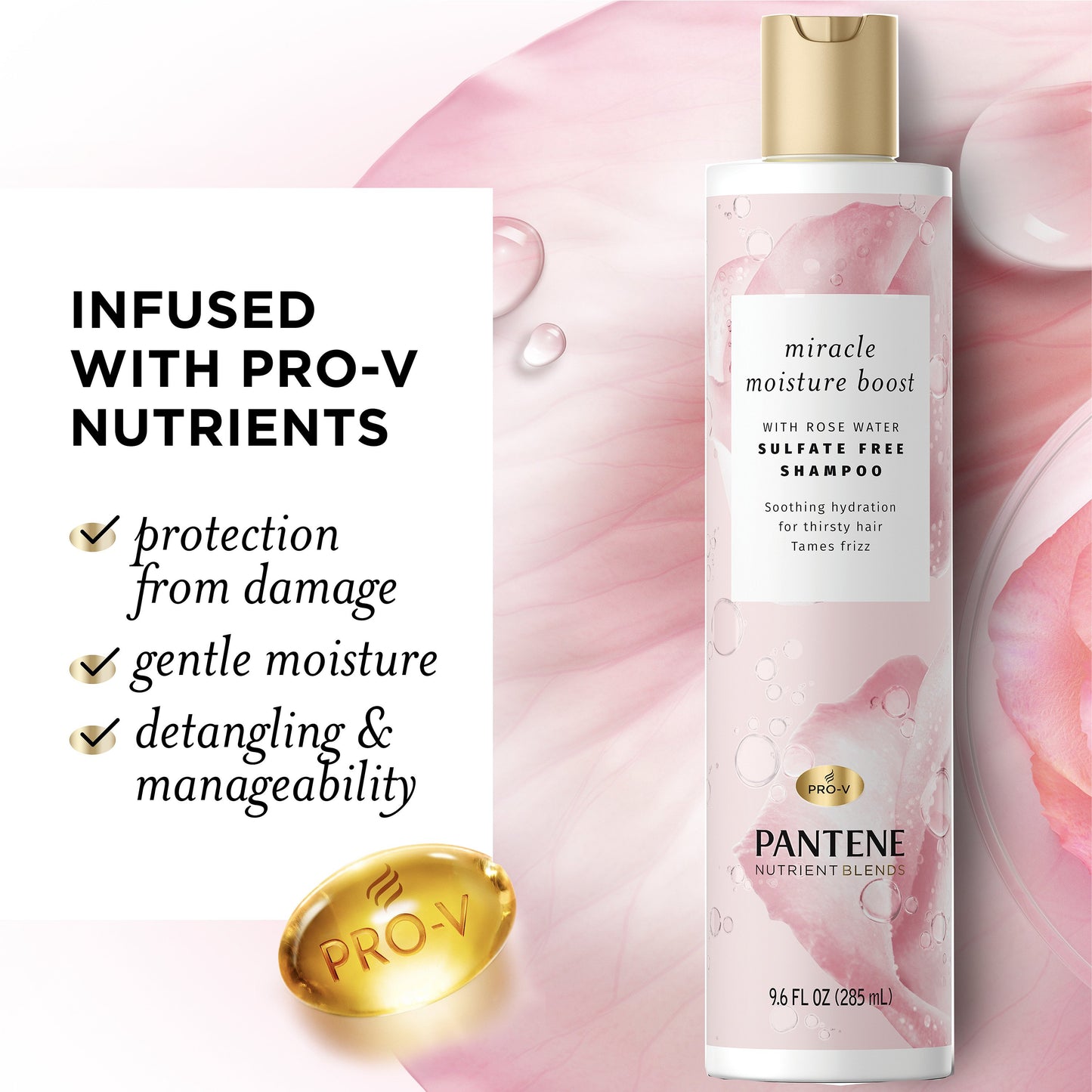 Pantene Nutrient Blends Miracle Moisture Boost Rose Water Shampoo