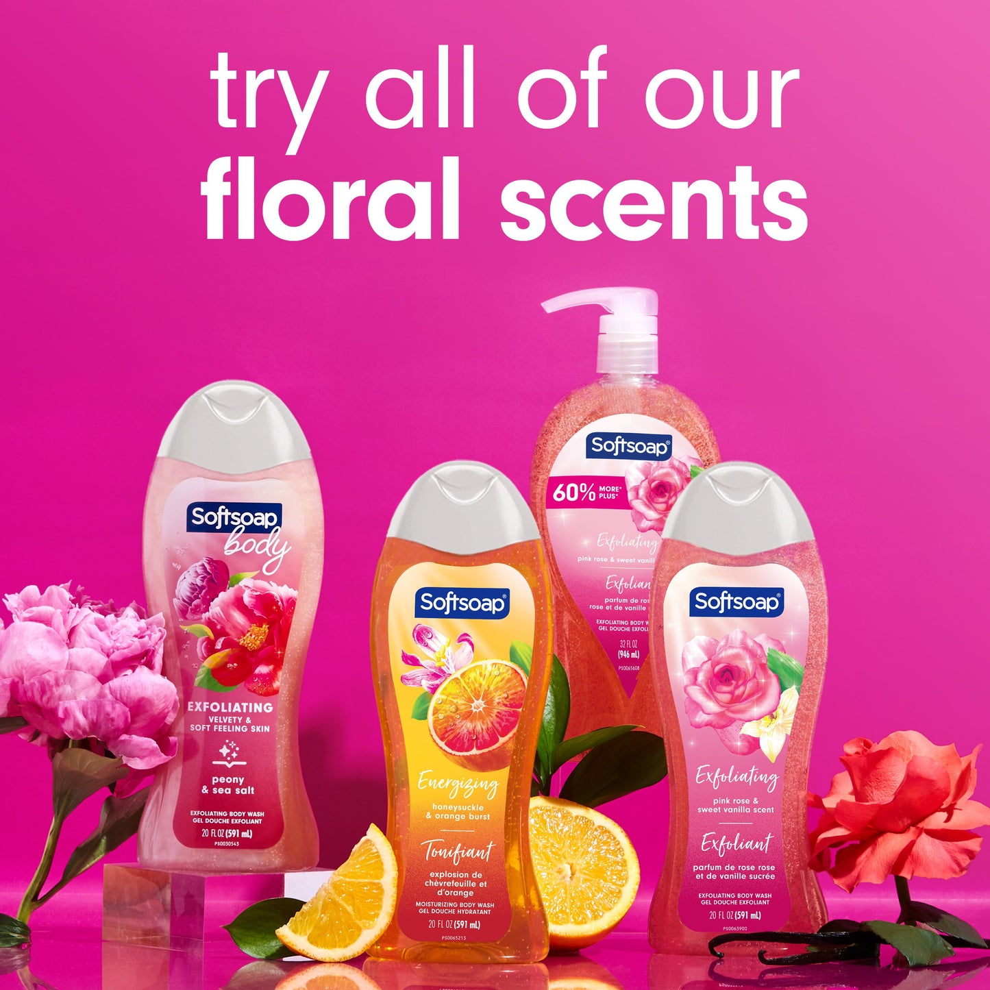 Softsoap Exfoliating Body Wash - Pink Rose & Sweet Vanilla