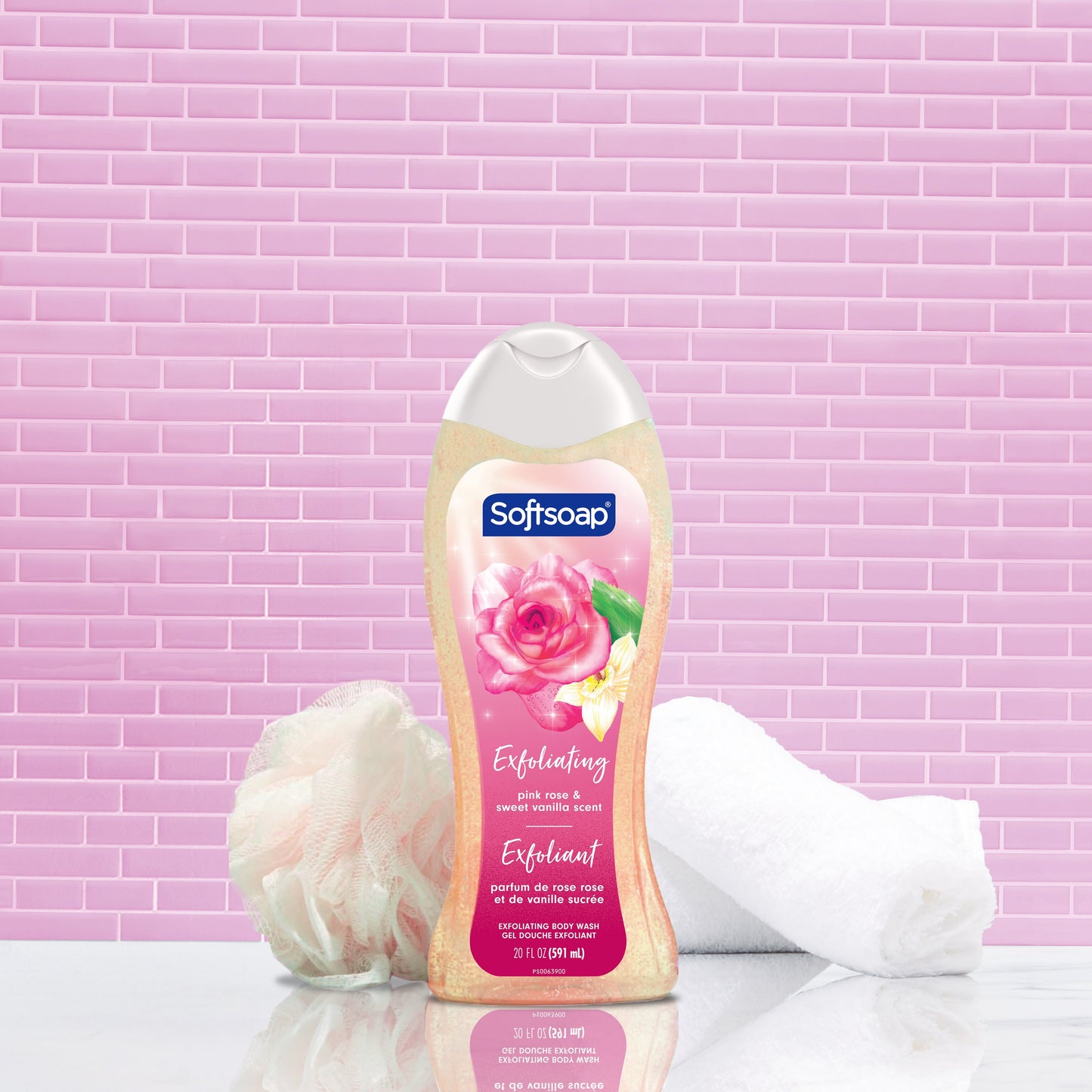 Softsoap Exfoliating Body Wash - Pink Rose & Sweet Vanilla