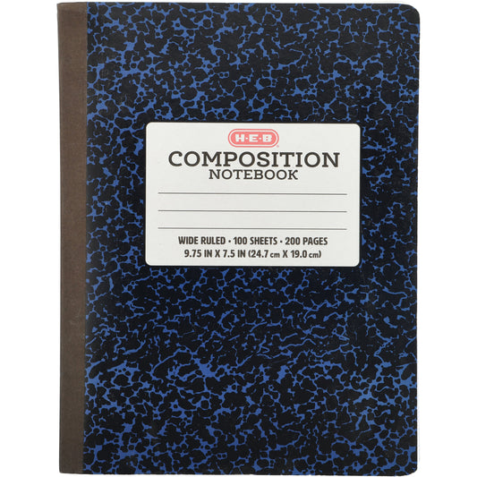H-E-B Wide Ruled Composition Notebook - Blue Marble