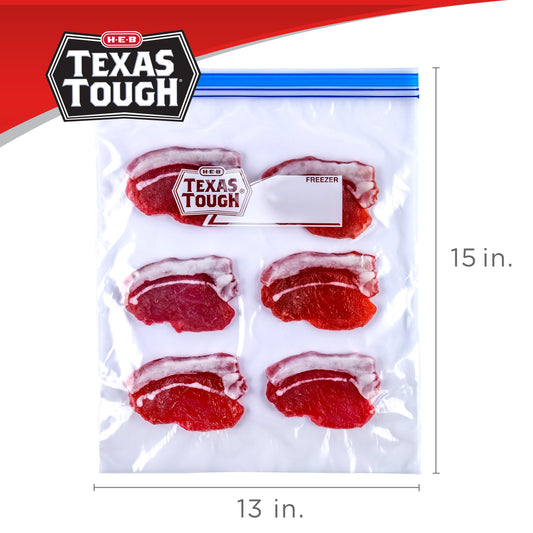 H-E-B Texas Tough Double Zipper 2-Gallon Freezer Bags