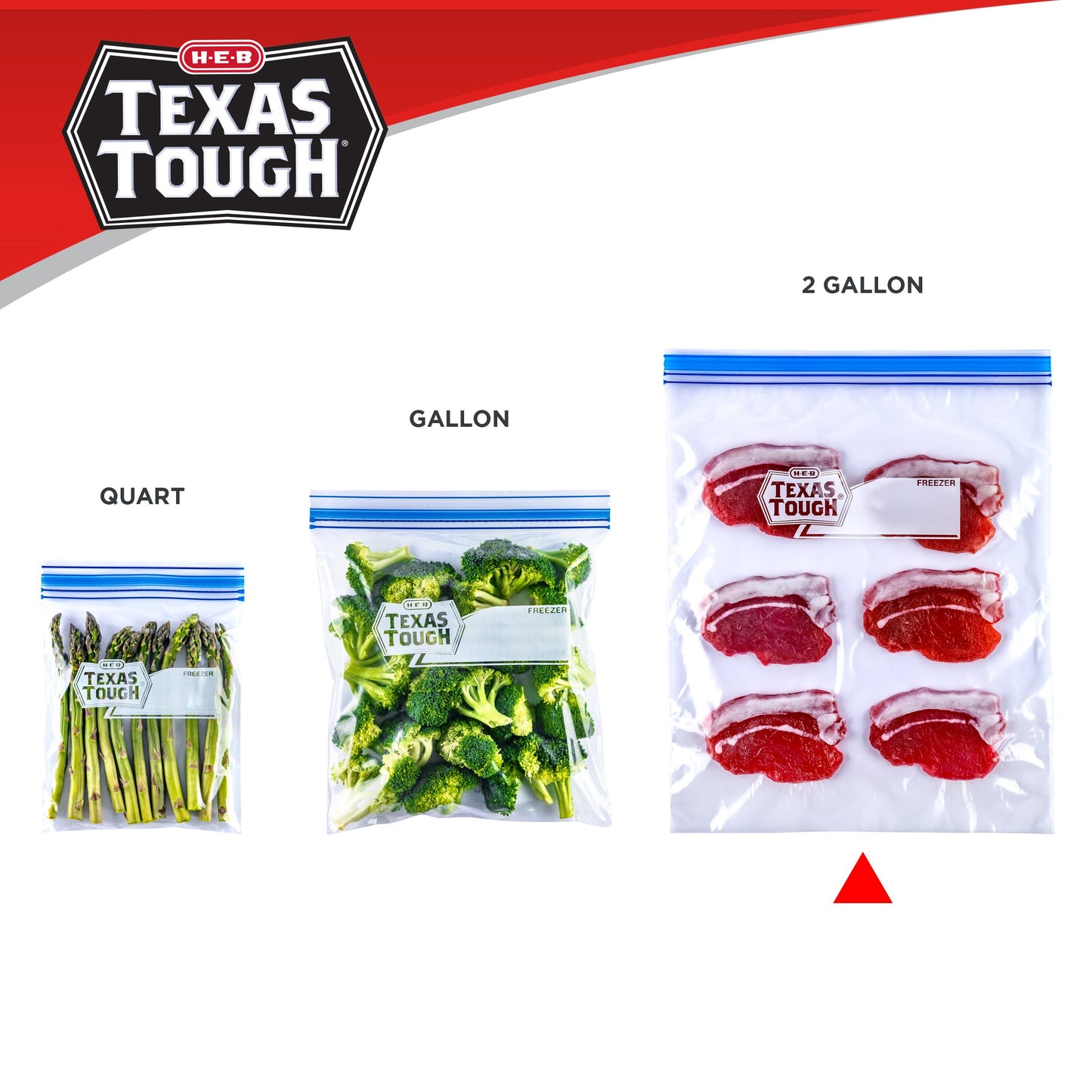 H-E-B Texas Tough Double Zipper 2-Gallon Freezer Bags