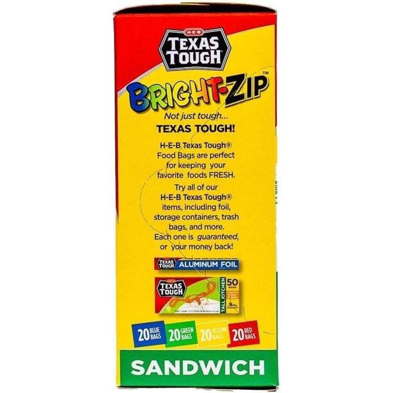 H-E-B Texas Tough Double Zipper Sandwich Bags - Assorted Colors