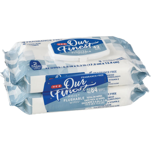 H-E-B Our Finest Moist Flushable Wipes 2 pk - Fragrance Free
