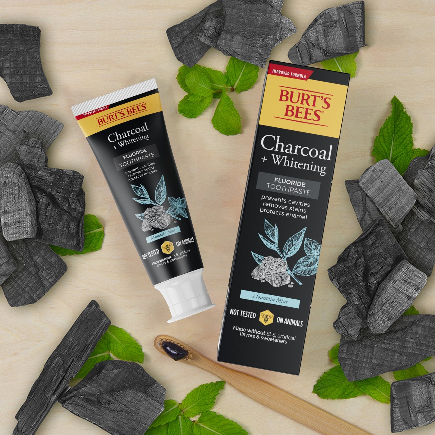 Burt's Bees Charcoal Fluoride Toothpaste - Charcoal Peppermint
