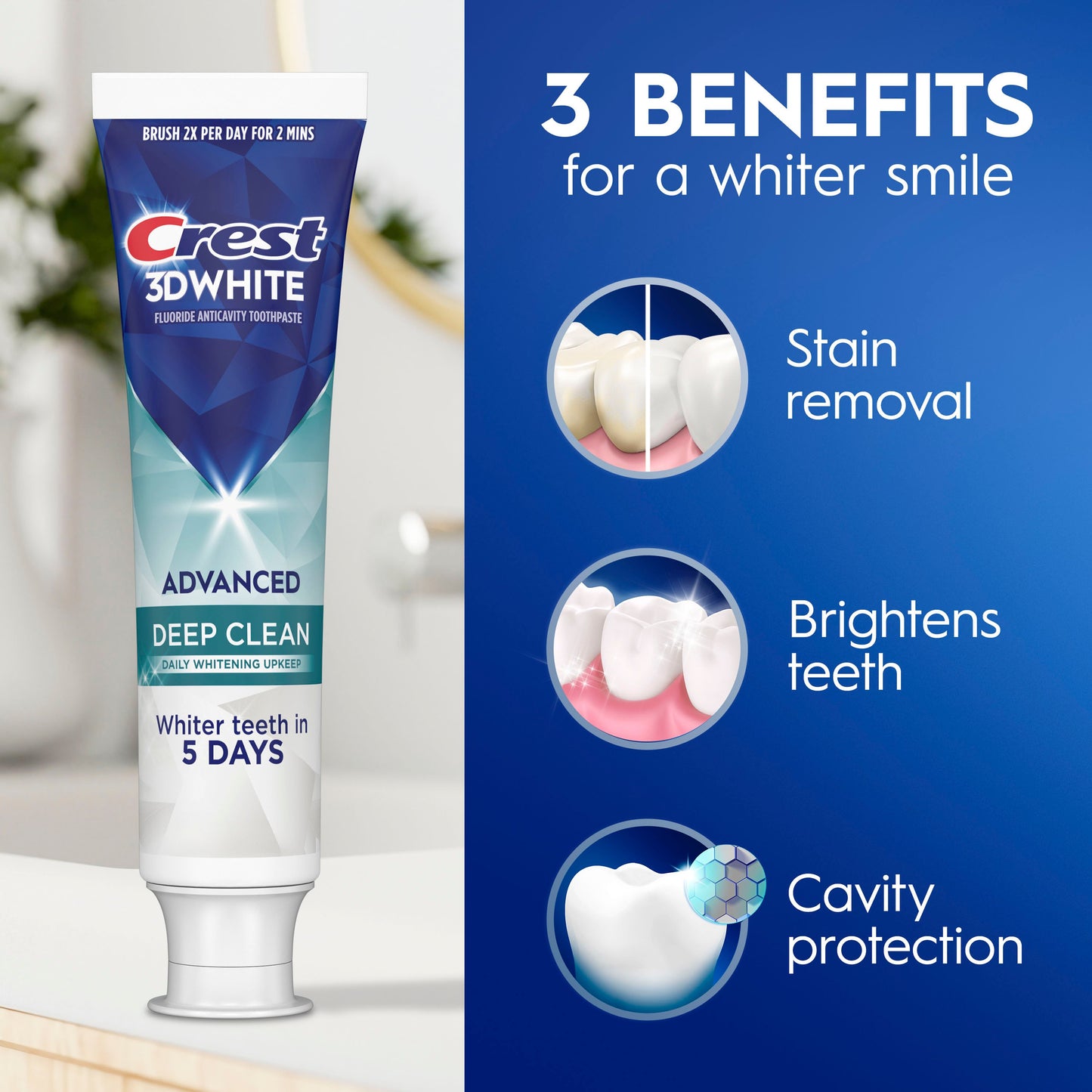 Crest 3DWhite Advanced Deep Clean Teeth Whitening Toothpaste