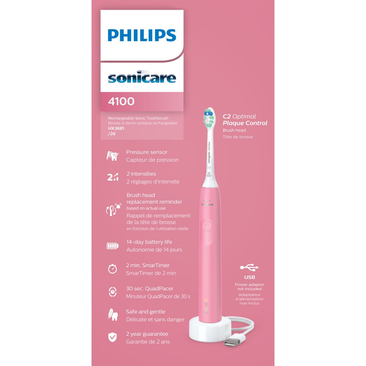 Philips Sonicare 4100 Powered Toothbrush - Pink