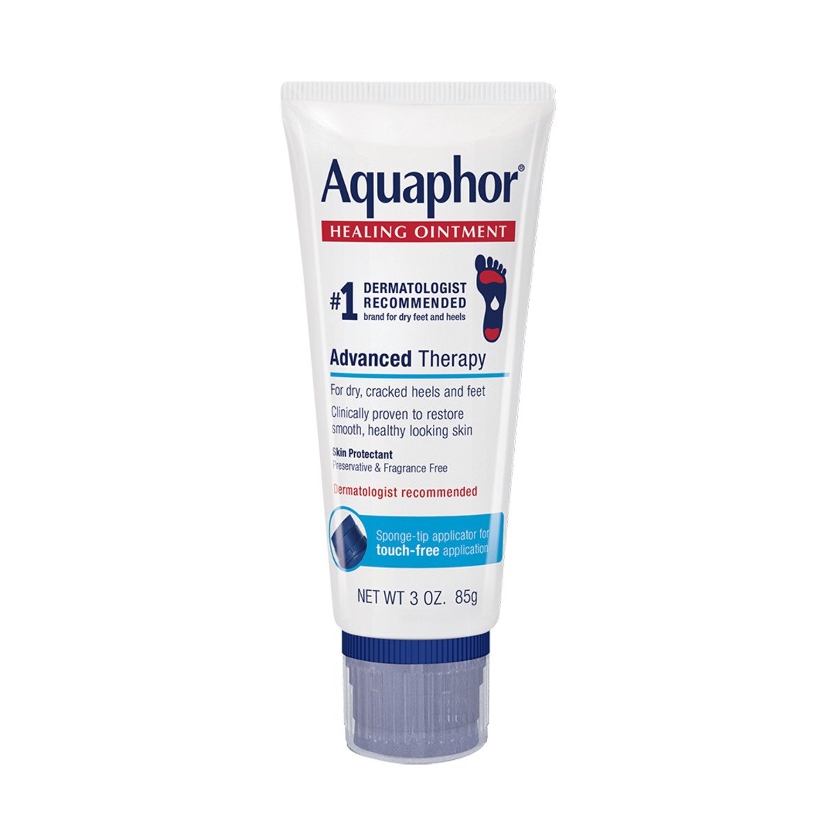 Aquaphor Healing Ointment with Touch-Free Applicator for Feet Tube
