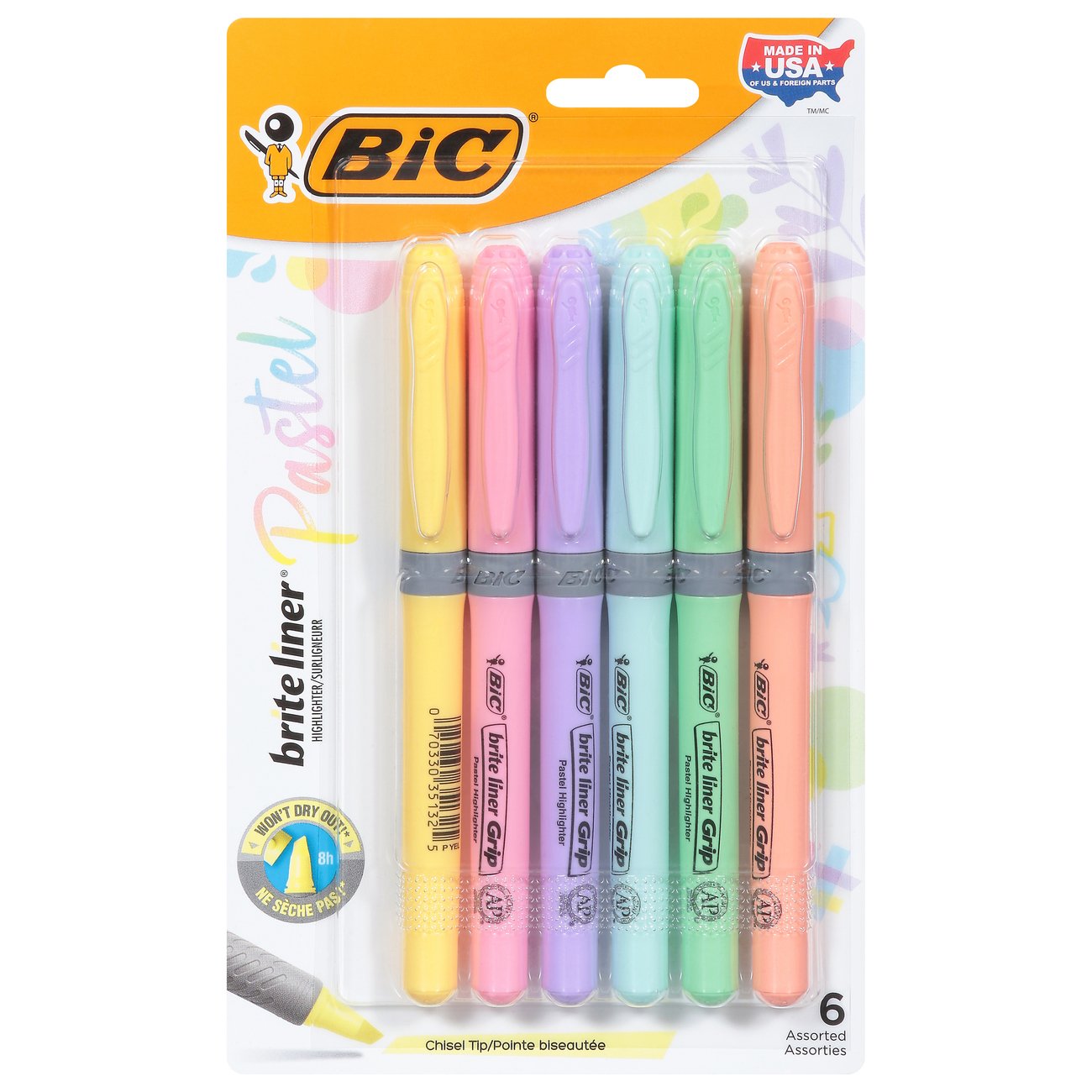 BIC Brite Liner Pastel Chisel Tip Highlighters - Assorted Ink