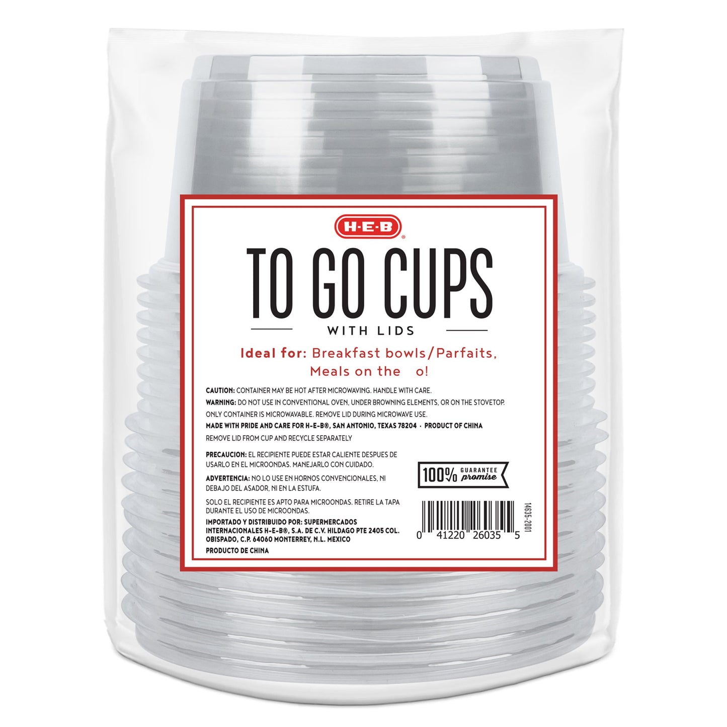 H-E-B 12 oz Clear Plastic To Go Cups with Lids