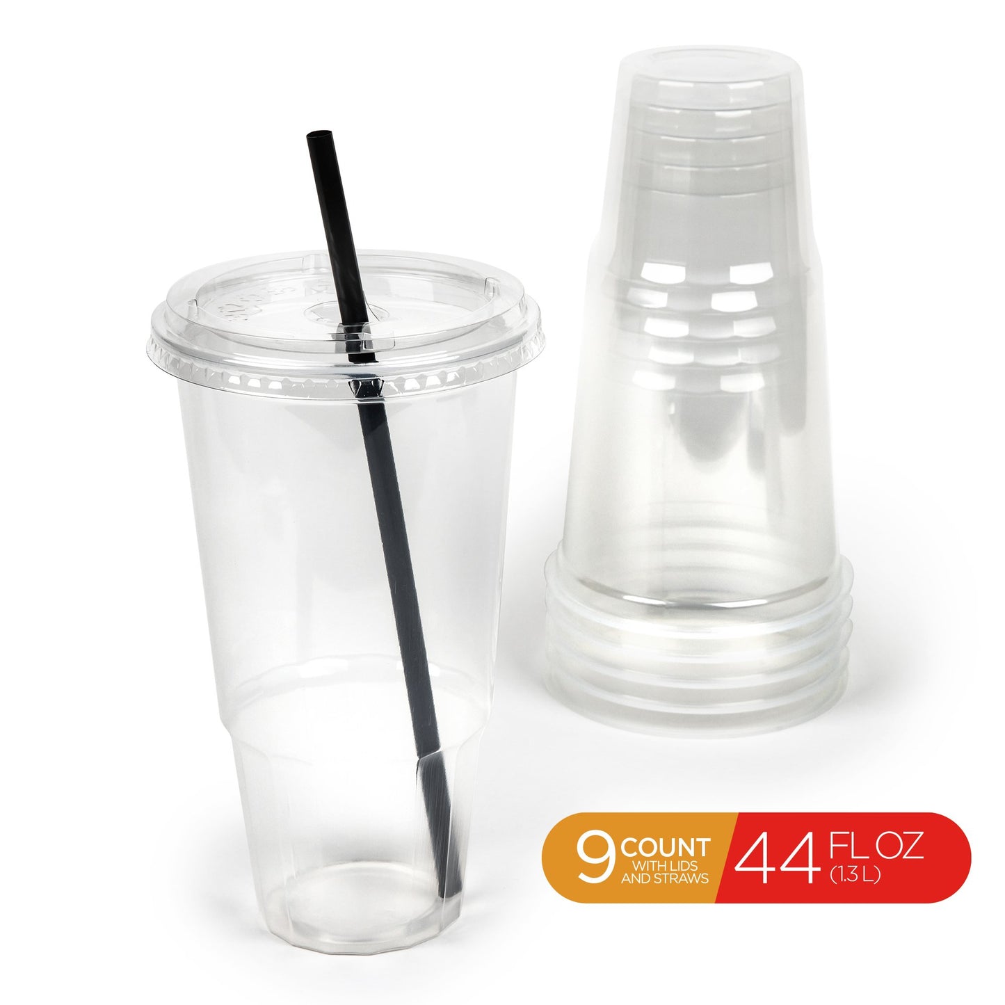H-E-B 44 oz Texas Size Clear Plastic Cups with Lids and Straws