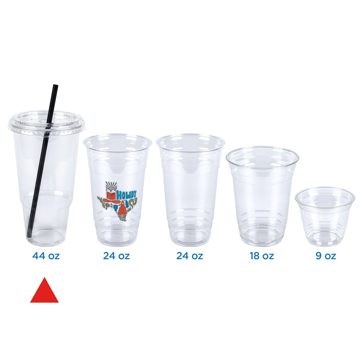 H-E-B 44 oz Texas Size Clear Plastic Cups with Lids and Straws