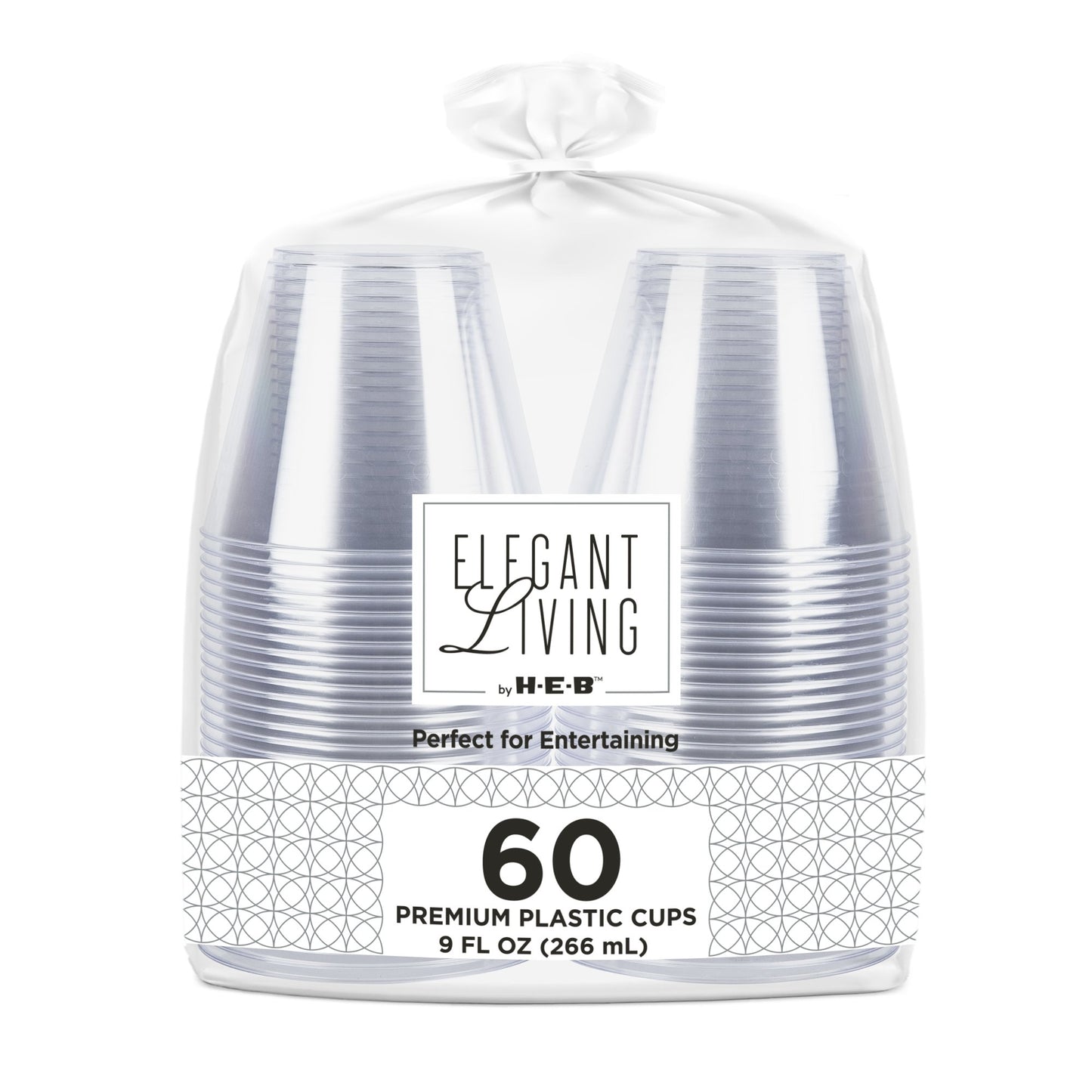 Elegant Living by H-E-B 9 oz Premium Clear Plastic Cups