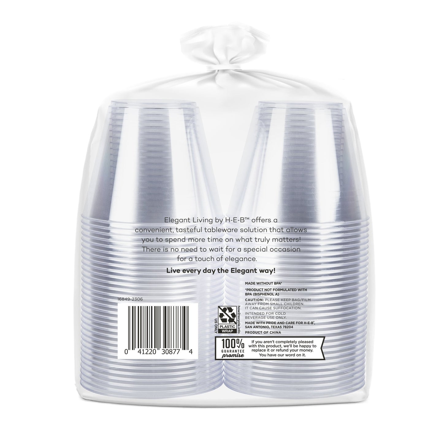 Elegant Living by H-E-B 9 oz Premium Clear Plastic Cups