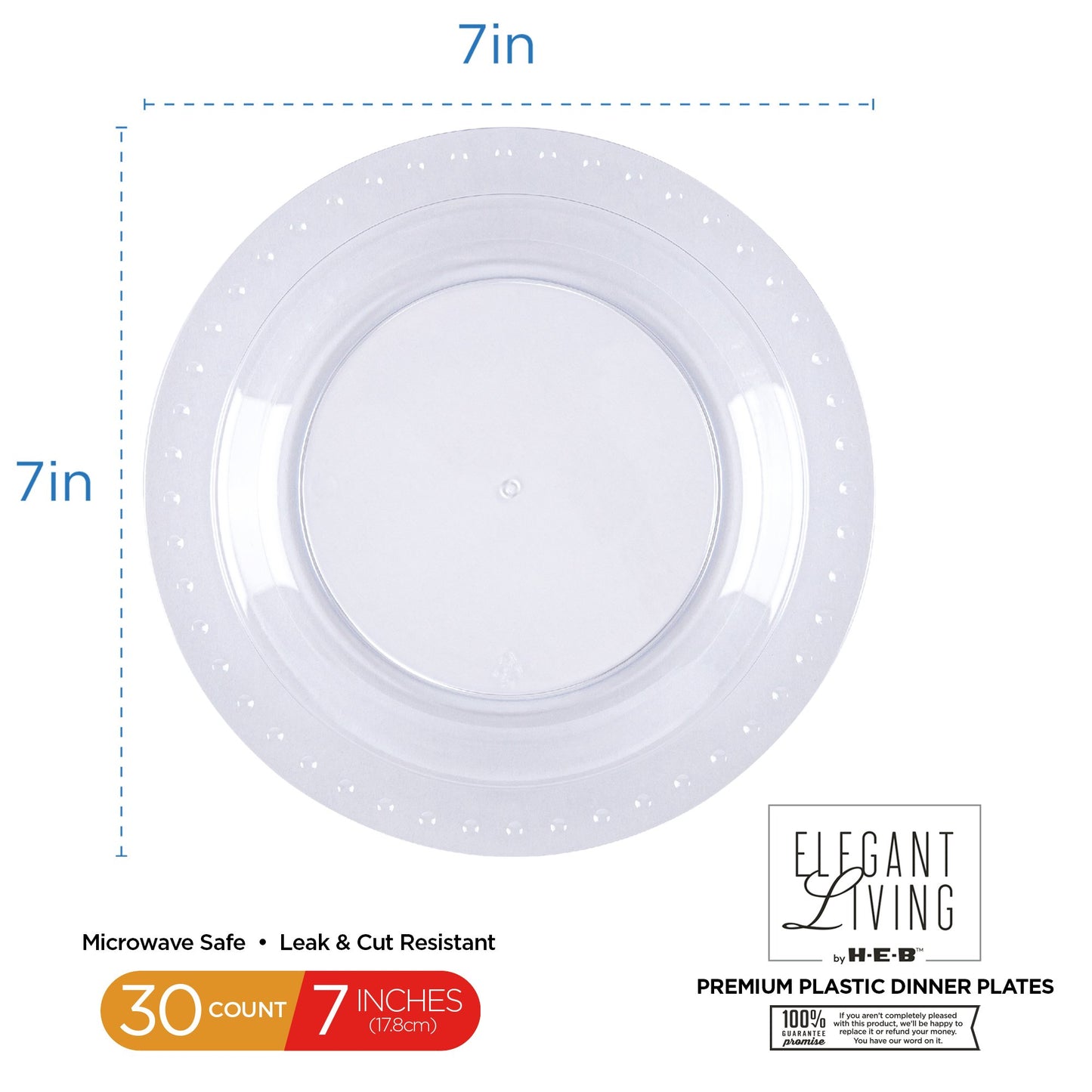 Elegant Living by H-E-B 7" Premium Clear Plastic Plates