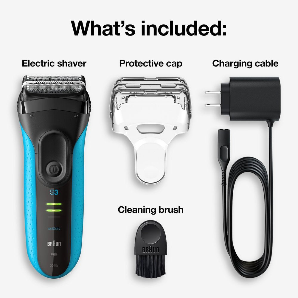 Braun Series 3 ProSkin 3040s Wet & Dry Shaver with Cord + Protective Cap + Brush