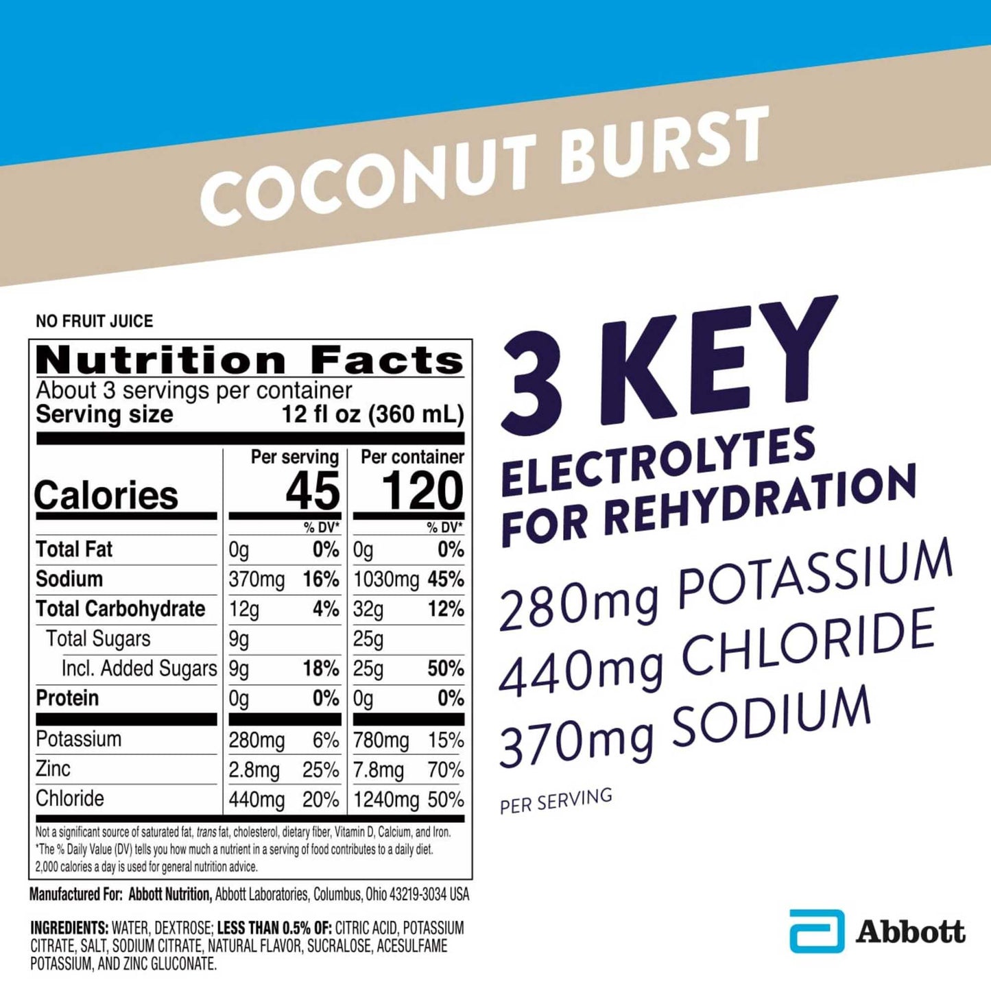 Pedialyte Electrolyte Solution - Coconut Burst