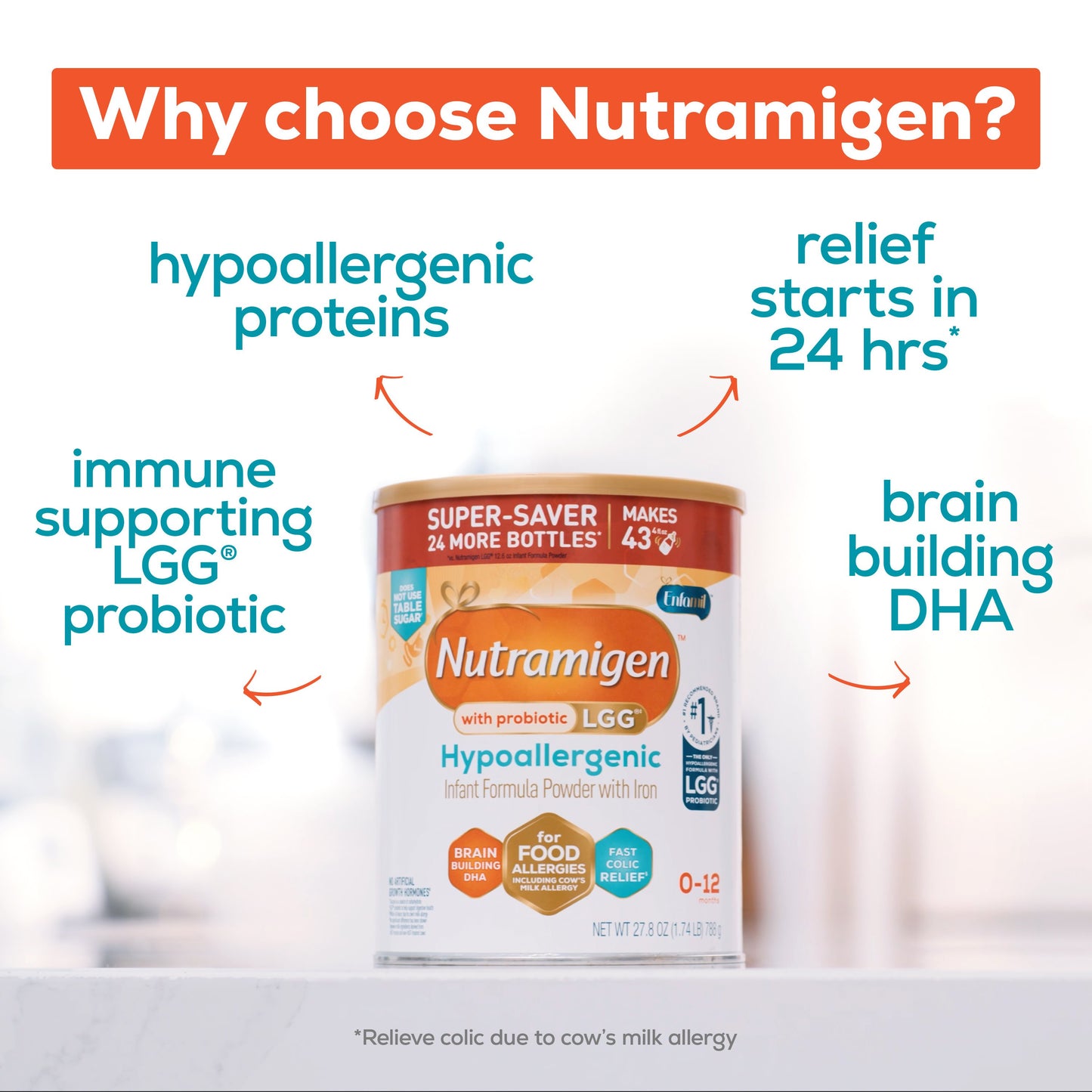 Enfamil Nutramigen with Enflora LGG Hypoallergenic Baby Formula Powder with Iron