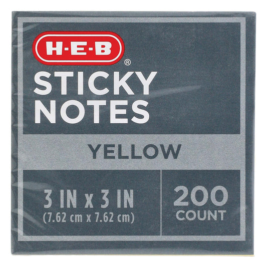 H-E-B Sticky Notes - Yellow, 200 ct