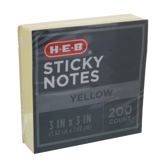 H-E-B Sticky Notes - Yellow, 200 ct