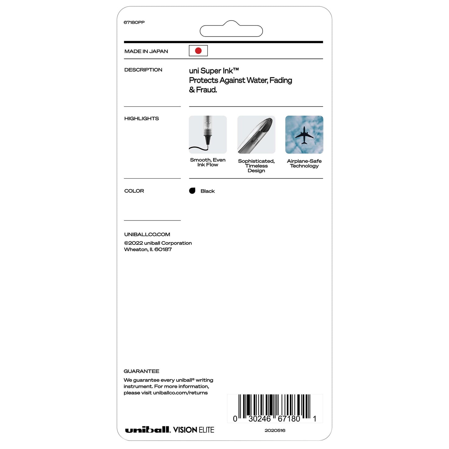 uniball Vision Elite 0.8mm Rollerball Pens - Black Ink
