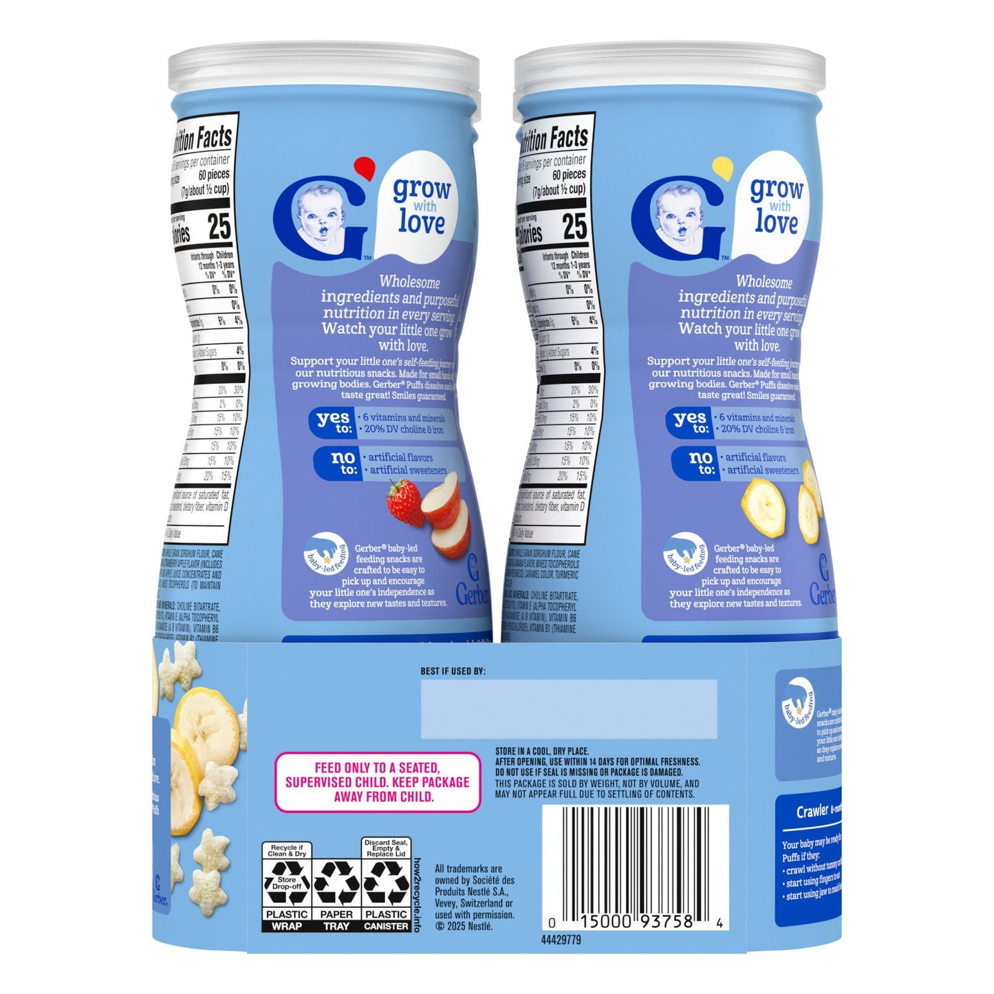 Gerber Snacks for Baby Grain & Grow Puffs Variety Pack - Banana & Strawberry Apple