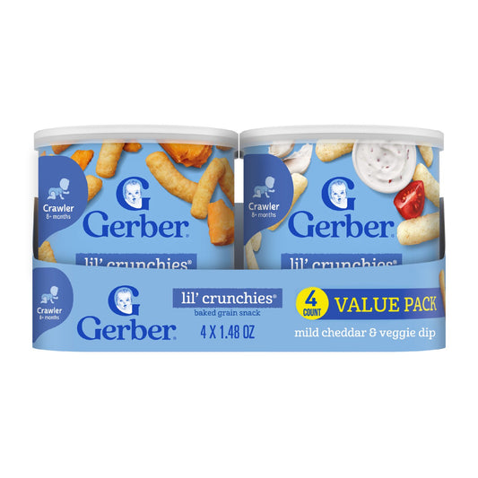 Gerber Snacks for Baby Lil' Crunchies Variety Pack - Mild Cheddar & Veggie Dip