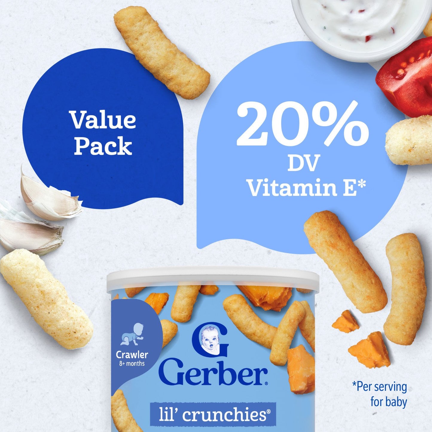 Gerber Snacks for Baby Lil' Crunchies Variety Pack - Mild Cheddar & Veggie Dip