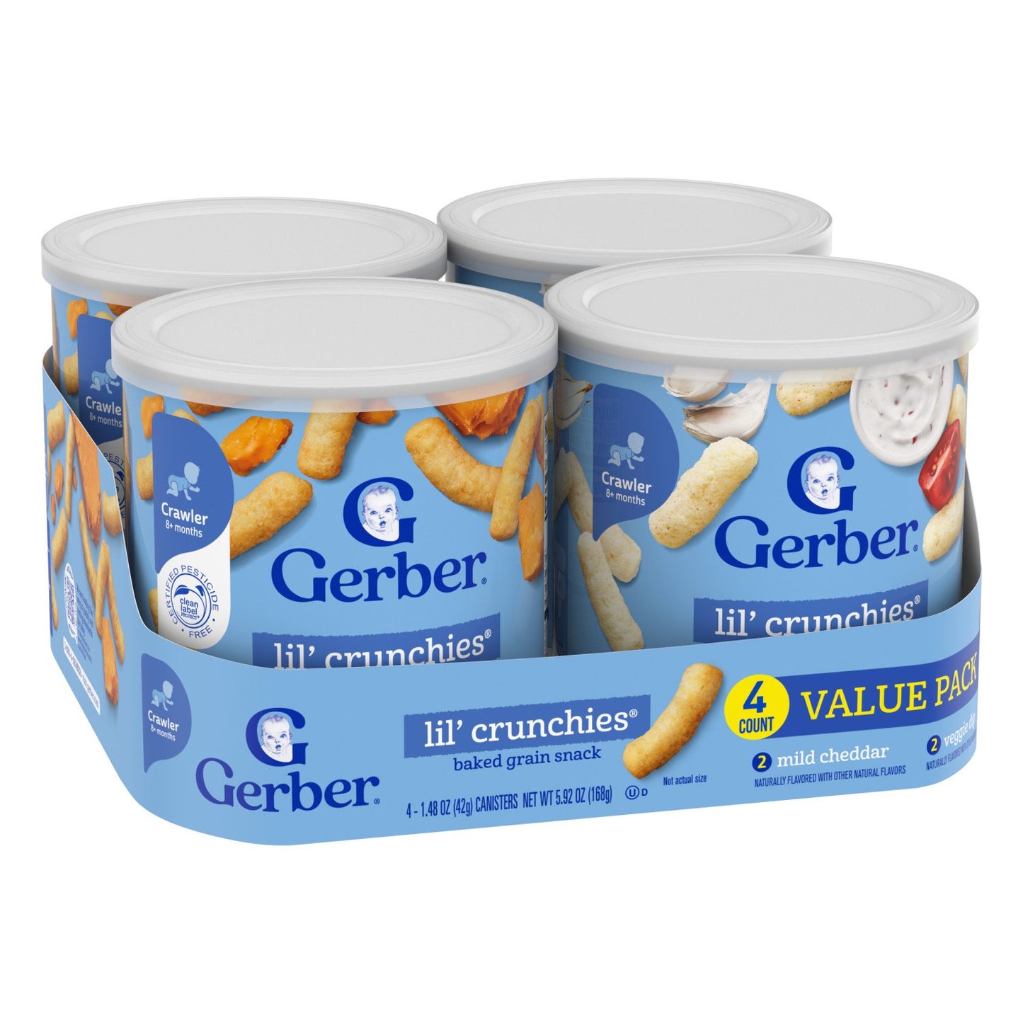 Gerber Snacks for Baby Lil' Crunchies Variety Pack - Mild Cheddar & Veggie Dip