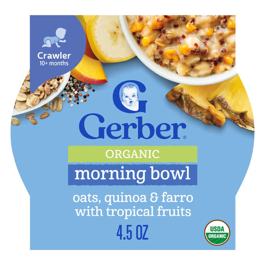 Gerber Organic for Baby Grain & Grow Morning Bowl - Oats Quinoa & Farro with Tropical Fruits